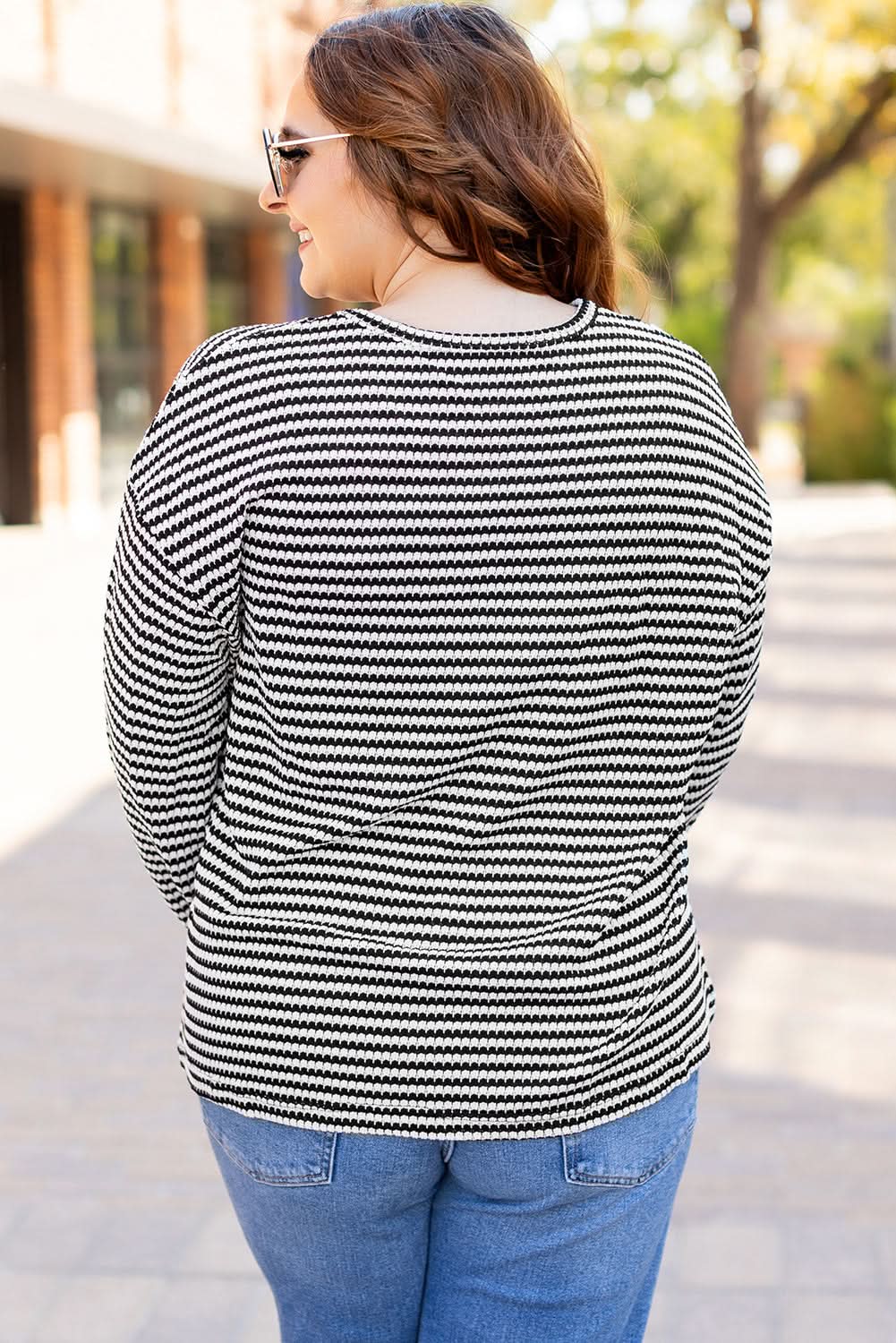 Chic plus size black striped tee - Love Salve
